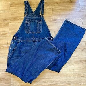 Old Navy Womens Denim Bib Overalls Baggy Wide Leg Size 16 Blue Wash Y2K